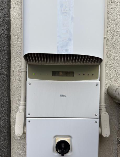 Power-One Aurora UNO inverter mounted on exterior wall of home in Westlake Village, CA
