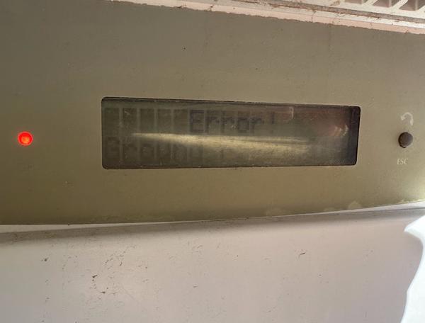 LCD showing ground fault error with red LED